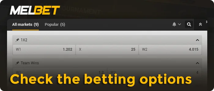 Check out the match betting market at MelBet